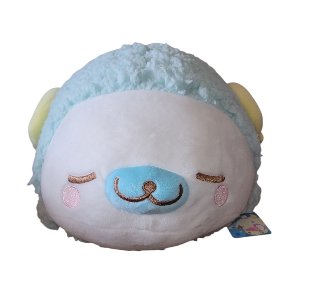 San-x Mamegoma Blue Seal Ram Costume 14" Plush Fluffy Animal Sheep Sleeping NEW